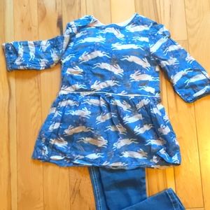 Mini Boden Girls bunny print tunic. Size 5-6